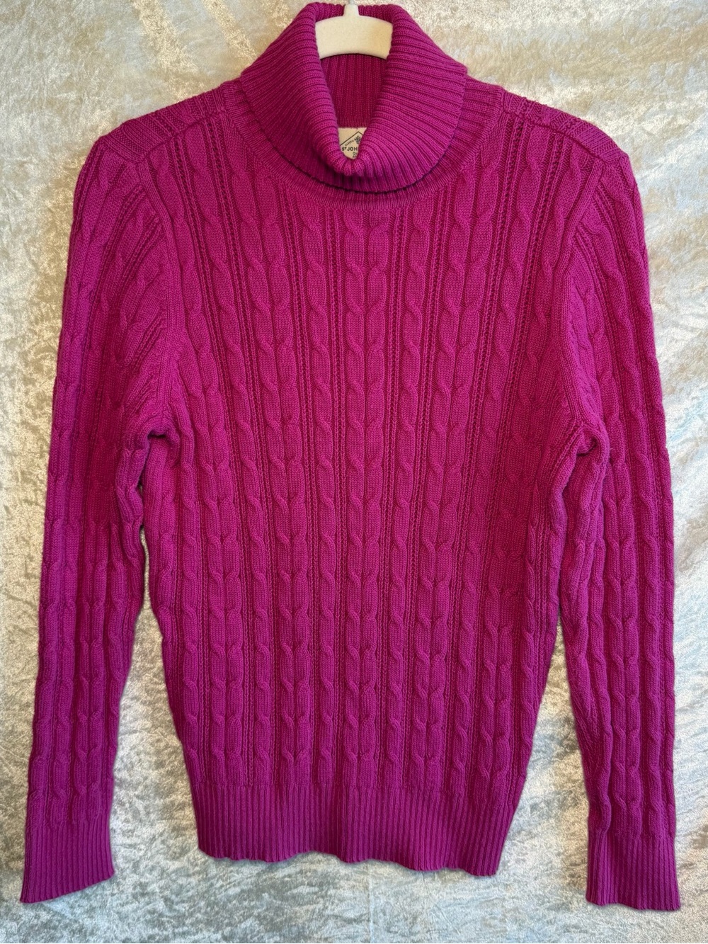 St. John’s Bay Pink Cable Knit Turtleneck Sweater Petite Medium PM
